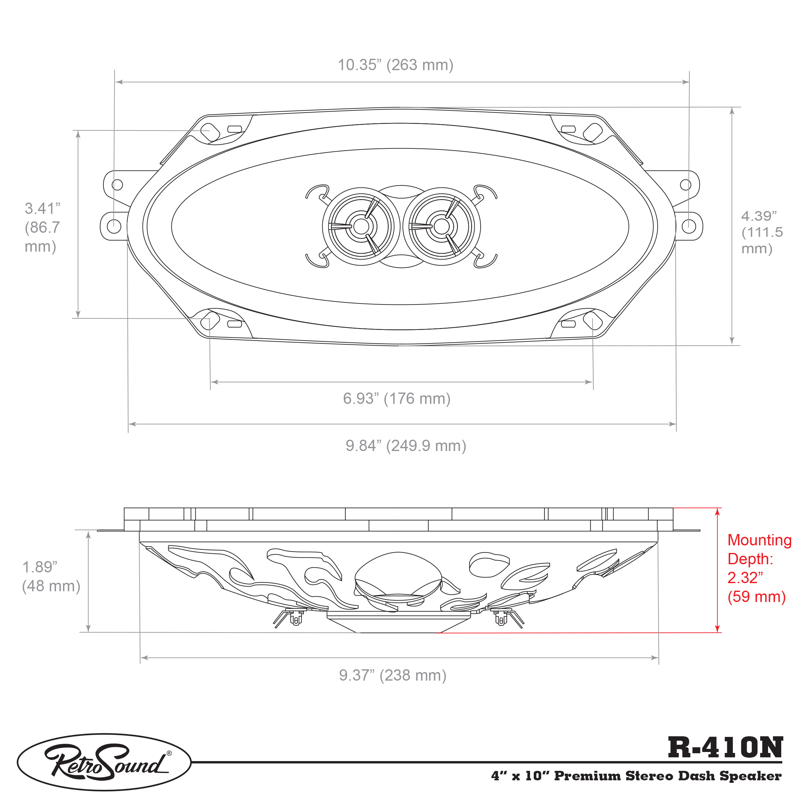 RETROSOUND DVC-Koaxlautsprecher 4''x10'', 101x254mm (Stück), Neodym – Bild 3