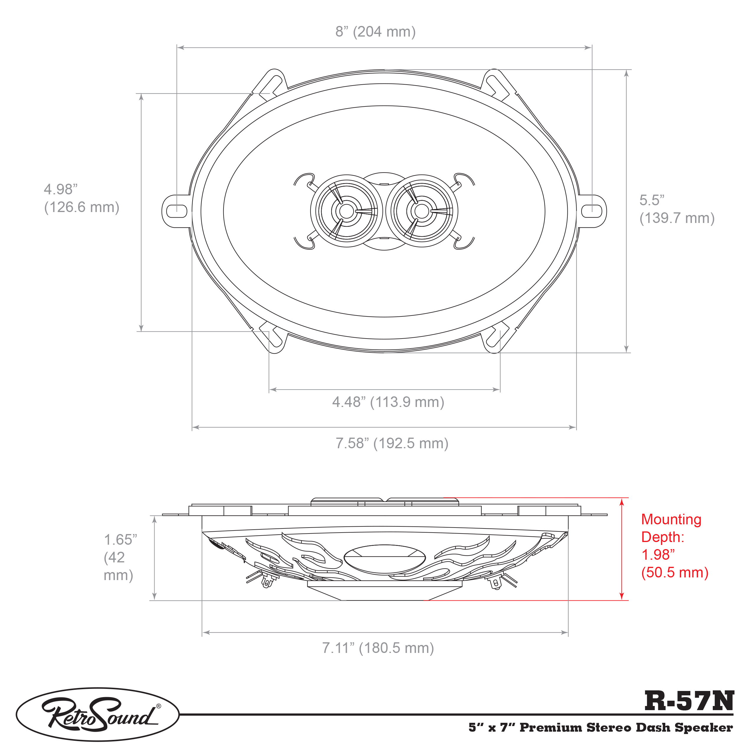 RETROSOUND DVC-Koaxlautsprecher 5''x7'', 127x178mm (Stück), Neodym – Bild 2