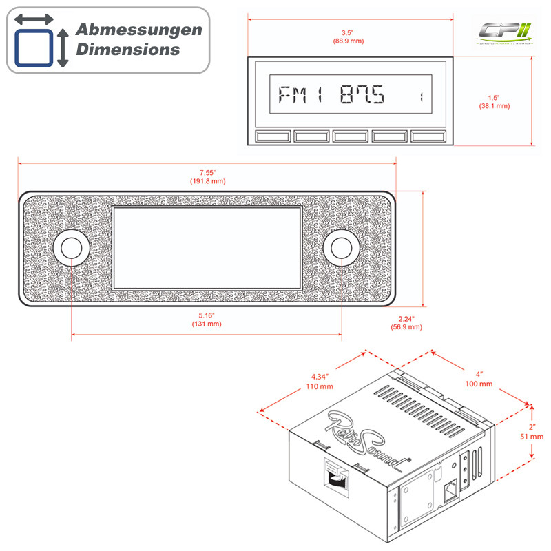 RETROSOUND Design "Ivory" DAB+ Komplett-Set mit Zubehör (ohne Radiomodul)