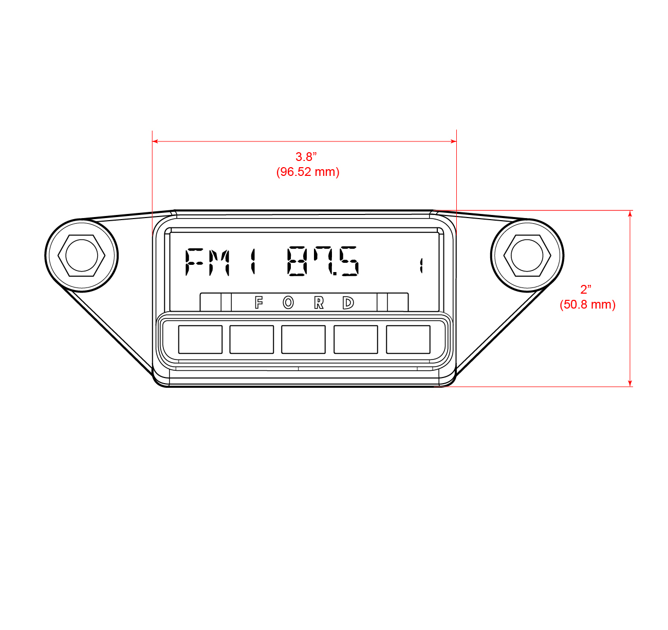 RETROSOUND Displayeinheit "Detroit" verchromt für 1964-66 Ford Mustang – Bild 2