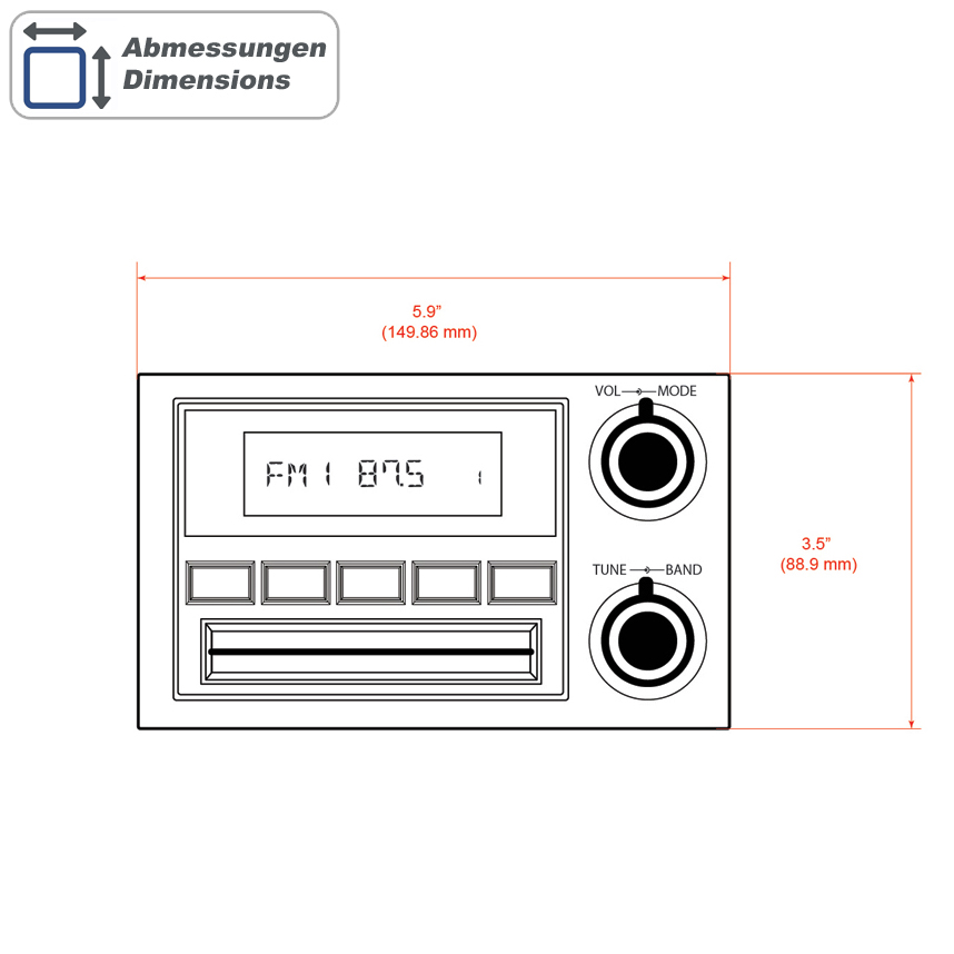 RETROSOUND Displayeinheit "Santa Cruz" für 1988-94 GM/Chevrolet Trucks – Bild 2