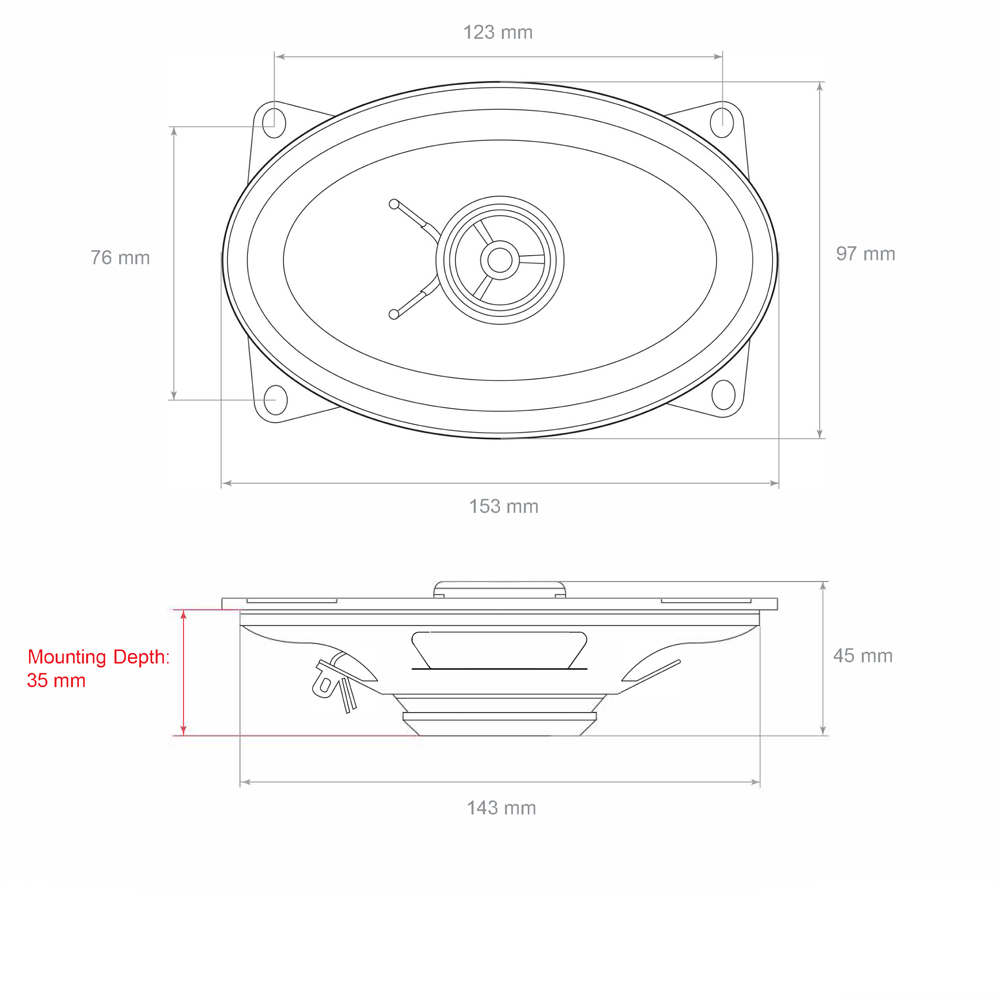 _RETROSOUND Ersatz-Chassis 4''x6'', 97 x 153mm (Stück), ohne Gitter – Bild 3