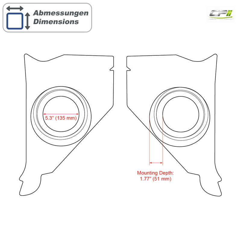 RETROSOUND Kickpanels für CHEVROLET 1955-56, schwarz ohne S-62 Lautsprecher