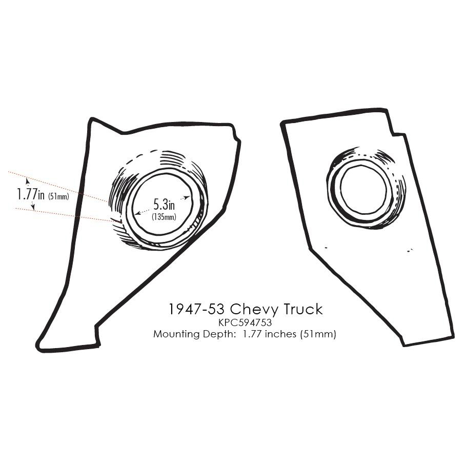 RETROSOUND Kickpanels für CHEVROLET Truck 1947-53 ohne S-62 Lautsprecher – Bild 2