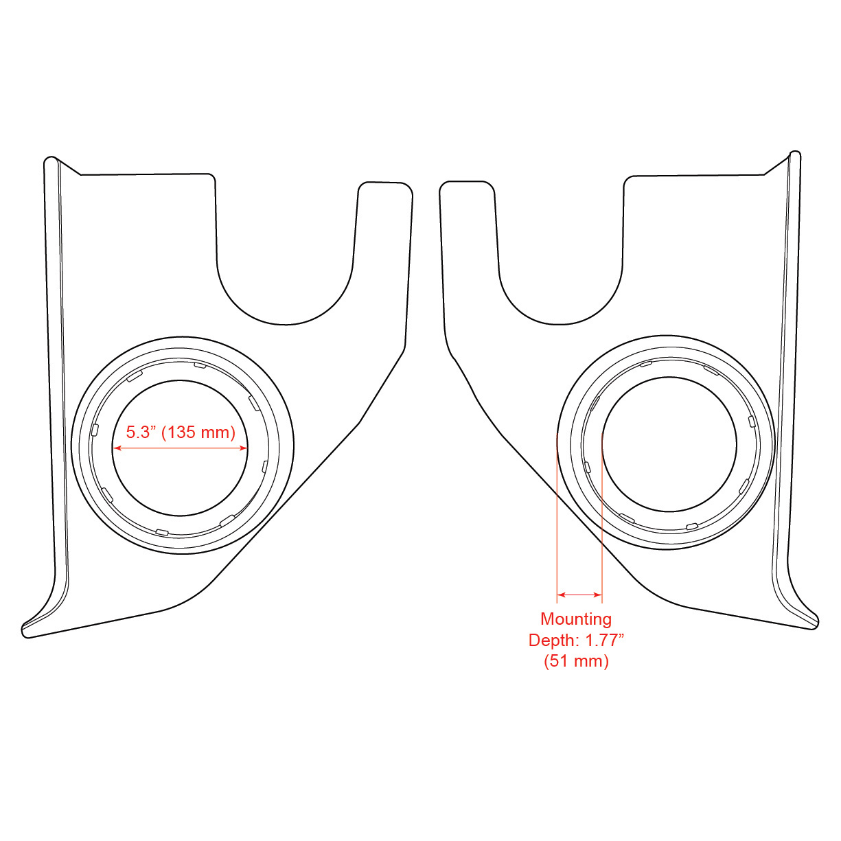 RETROSOUND Kickpanels für CHEVROLET Truck 1967-72 ohne S-62 Lautsprecher – Bild 2