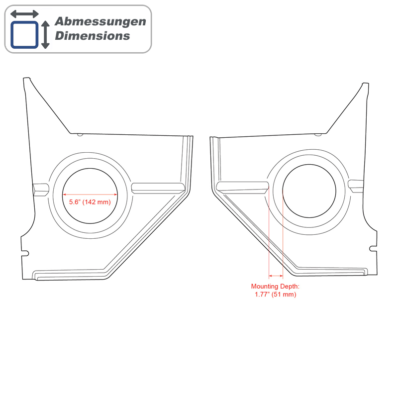 RETROSOUND Kickpanels für FORD Mustang 1967-68 (Kein Cabrio), schwarz ohne Lautsprecher – Bild 2