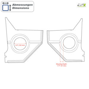 RETROSOUND Kickpanels für FORD Mustang 1967-68 (Kein Cabrio), schwarz ohne Lautsprecher
