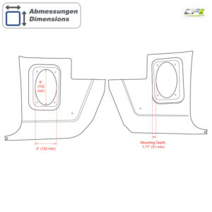 RETROSOUND Kickpanels für MOPAR 1964-76, schwarz ohne R-463N Lautsprecher