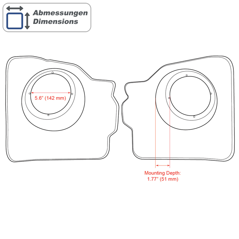RETROSOUND Kickpanels für VW Käfer (1952-73), schwarz ohne Lautsprecher – Bild 2