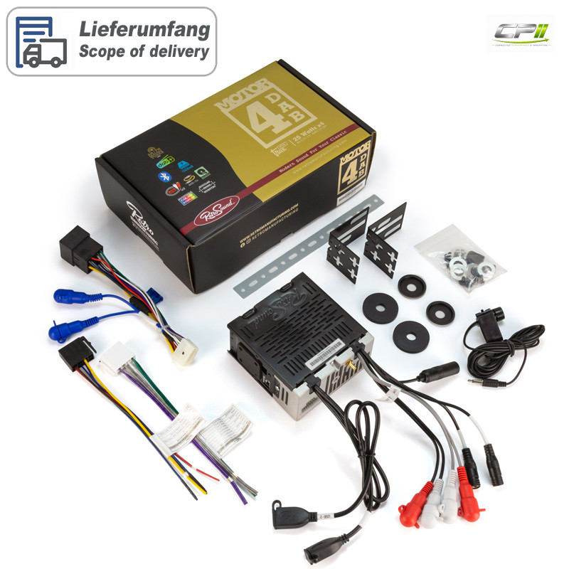 RETROSOUND Radiomodul (UKW/DAB+/BT/USB/APP) inklusive Einbaumaterial und Verkabelung