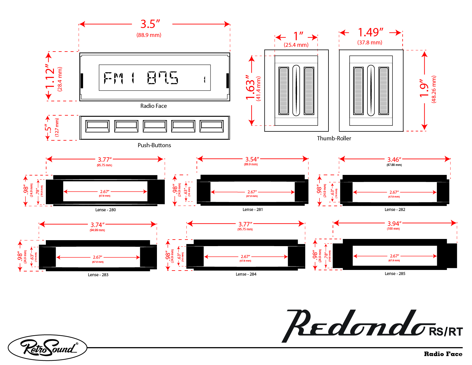 RETROSOUND Redondo Displaylinse, 25.4 x 96.5mm (1968-72 Pontiac GTO Style) – Bild 4