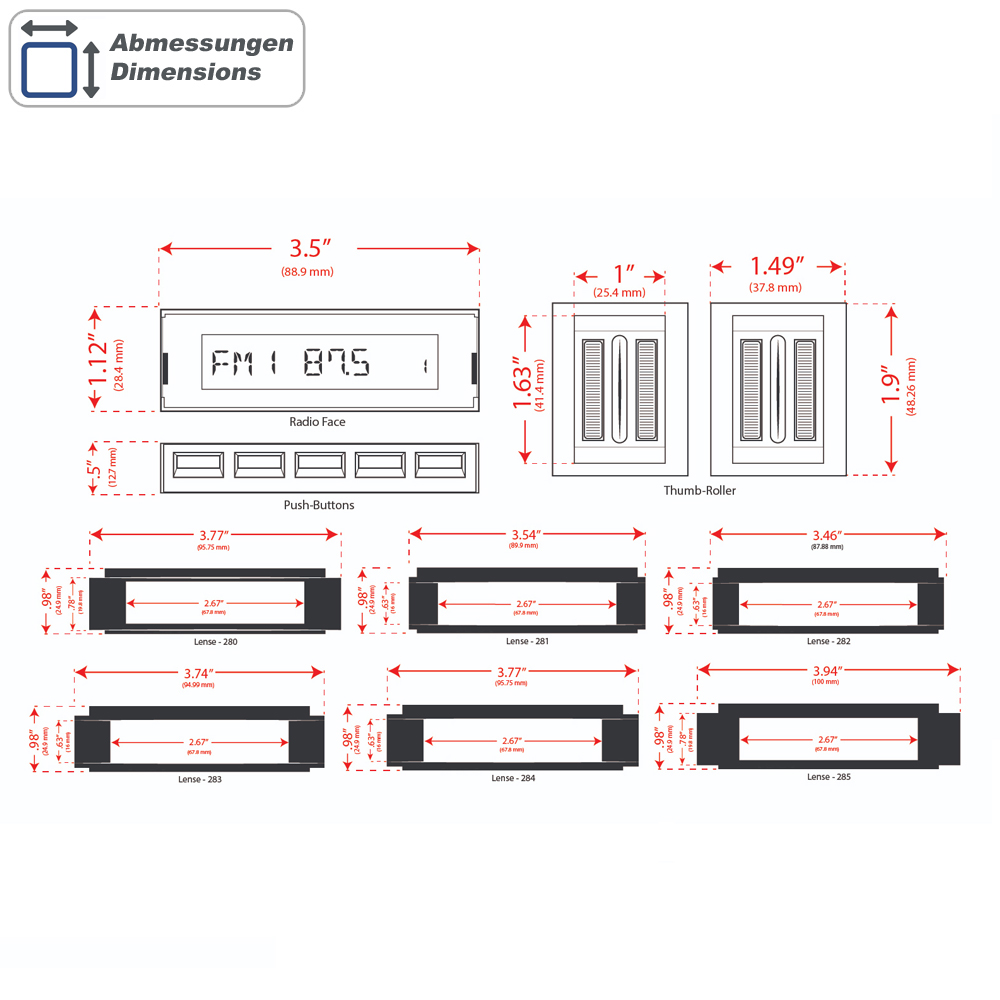 RETROSOUND Redondo Displaylinse, 25.4 x 96.5mm (1968-72 Pontiac GTO Style) – Bild 5