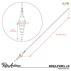 RETROSOUND Stabantenne für 1970-81 Chevy Camaro (MC-7081-15-FF), Frontmontage