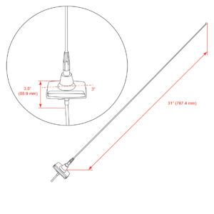Alternative view of RETROSOUND Stabantenne für den 1965-85 Ford, Stab, eckiger Fuss