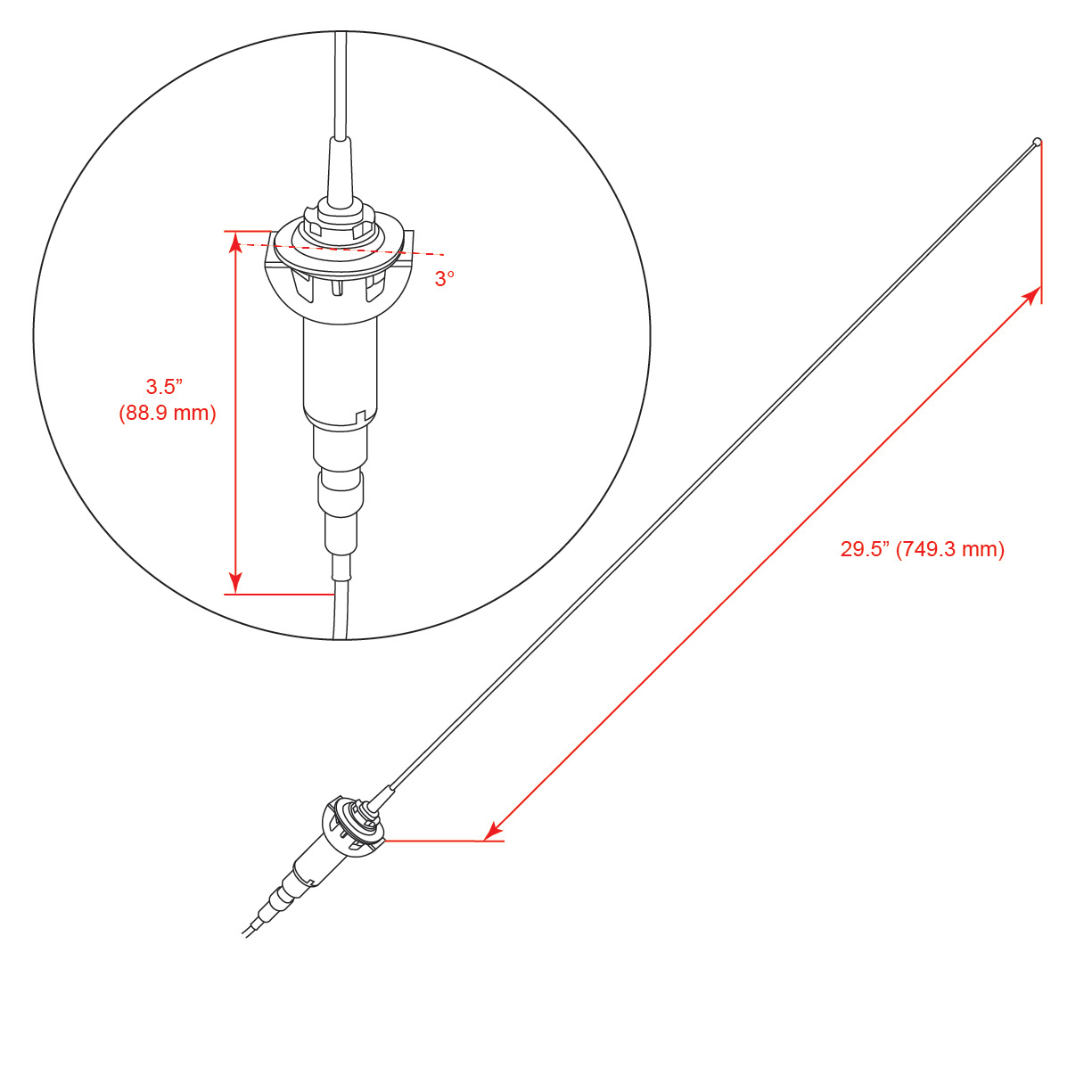 RETROSOUND Stabantenne für den 1970-74 Dodge Challenger – Bild 3