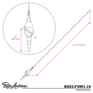 Alternative view of RETROSOUND Stabantenne, verchromtes Messing, Frontmontage