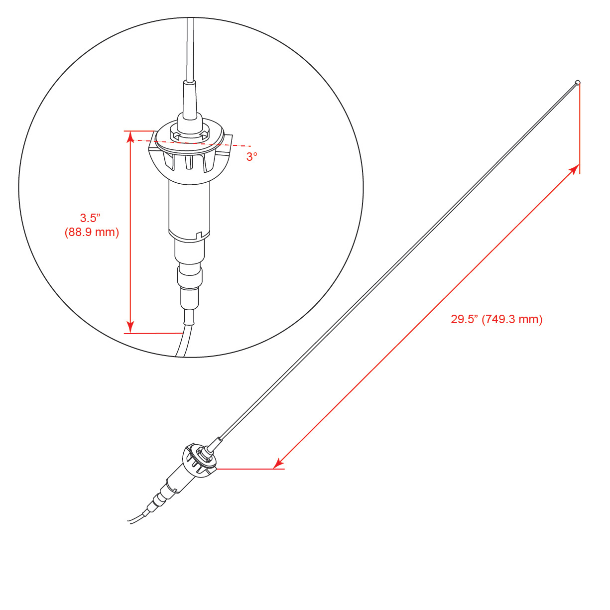 RETROSOUND Stabantenne, verchromtes Messing, für 1968-70 MOPAR – Bild 4