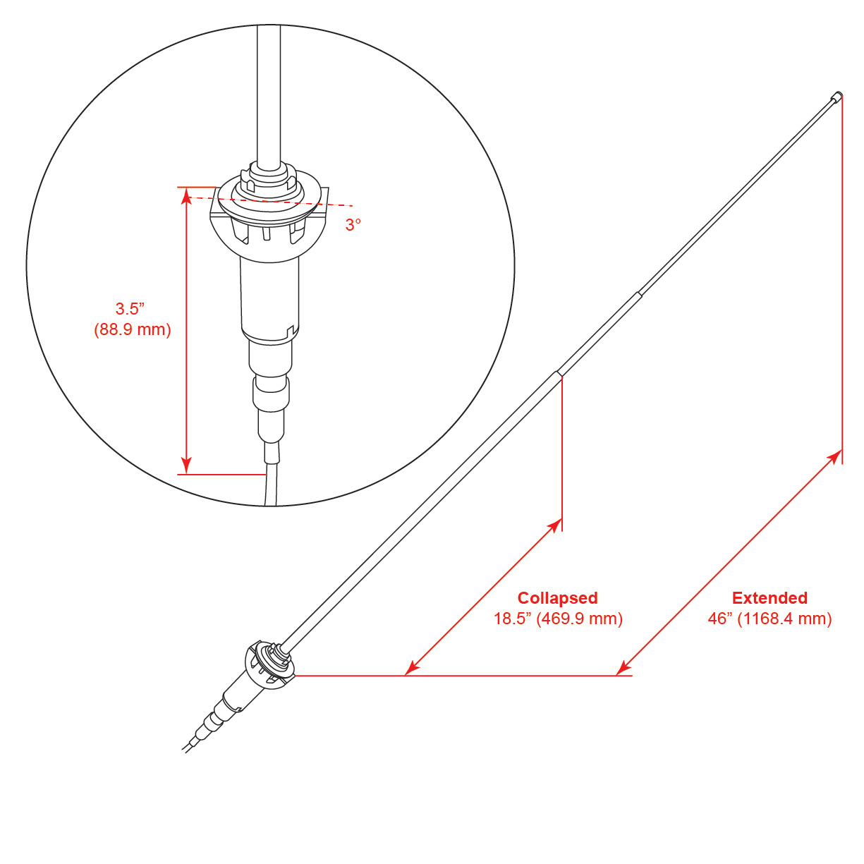 RETROSOUND Teleskopantenne für den 1970-74 Dodge Challenger – Bild 3