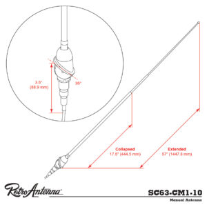 Alternative view of RETROSOUND Teleskopantenne, verchromtes Messing, Frontmontage