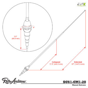 RETROSOUND Teleskopantenne, verchromtes Messing, Heckmontage