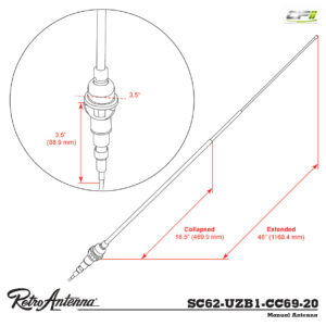 RETROSOUND Teleskopantenne, verchromtes Messing, Heckmontage