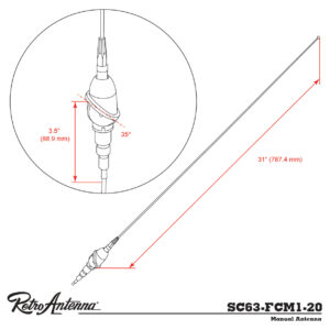 Alternative view of RETROSOUND Teleskopantenne, verchromtes Messing, Heckmontage