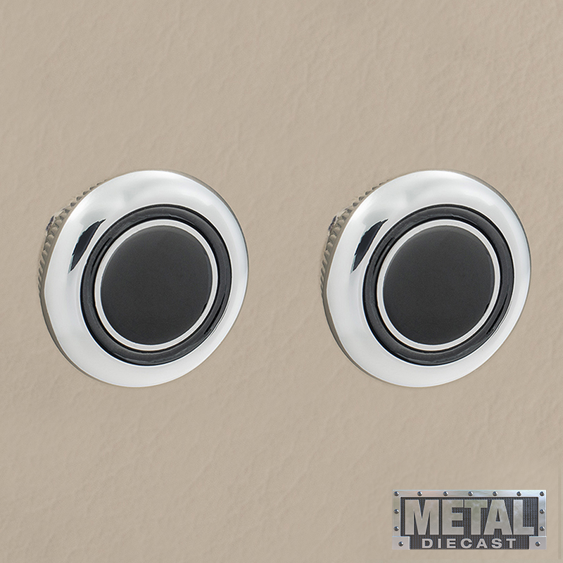 RETROSOUND vorderer Bedienknopf, Metall, verchromt, schwarz lackiert – Bild 2