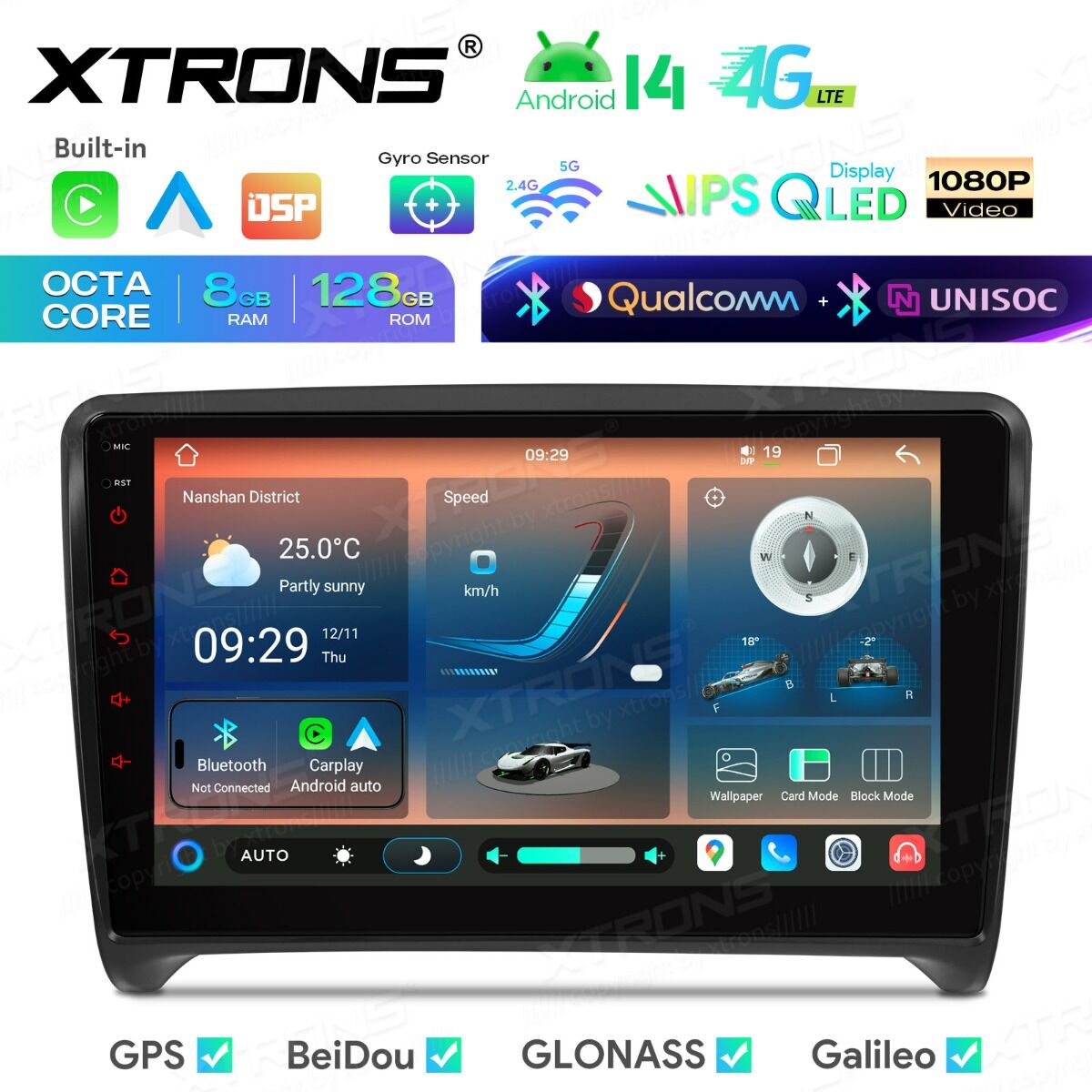 Android 14 Autoradio Octa Core 8+128GB LTE GPS Navi für AUDI TT MK2 8J 06-12++ – Bild 5