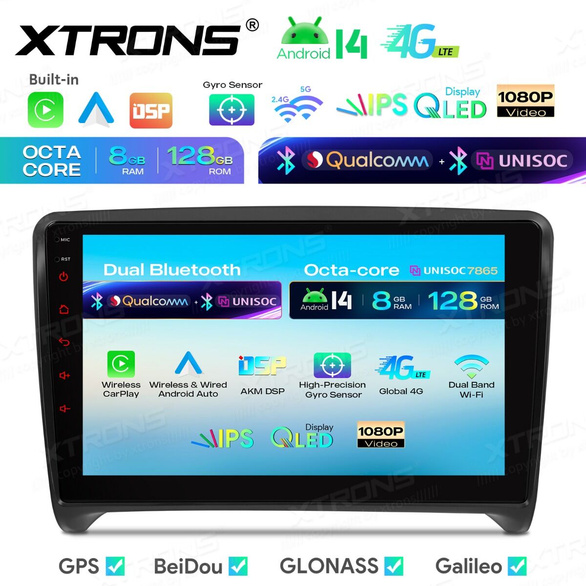 Android 14 Autoradio Octa Core 8+128GB LTE GPS Navi für AUDI TT MK2 8J 06-12++ – Bild 8
