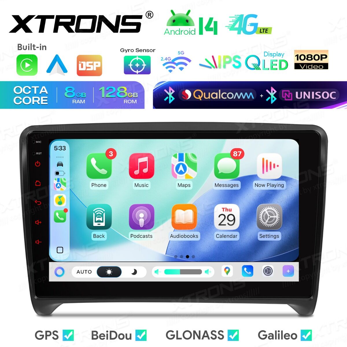 Android 14 Autoradio Octa Core 8+128GB LTE GPS Navi für AUDI TT MK2 8J 06-12++ – Bild 10