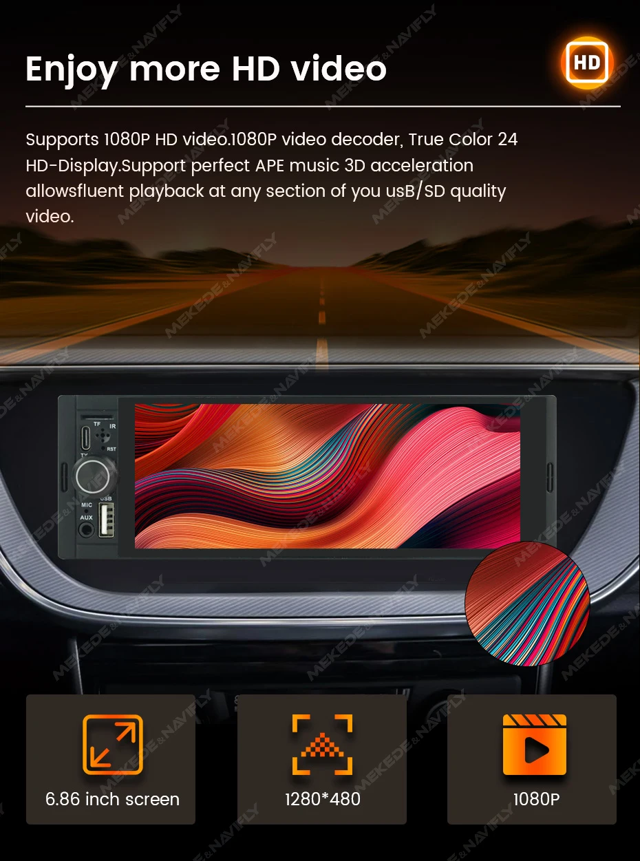 1Din Wireless CarPlay Android AUTO HD touch screen Universal 6,86'' Auto Radio FM Stereo MP5 multimedia-player BT TF port Kamera All-in-One Maschine Elektrogeräte für Kraftfahrzeuge