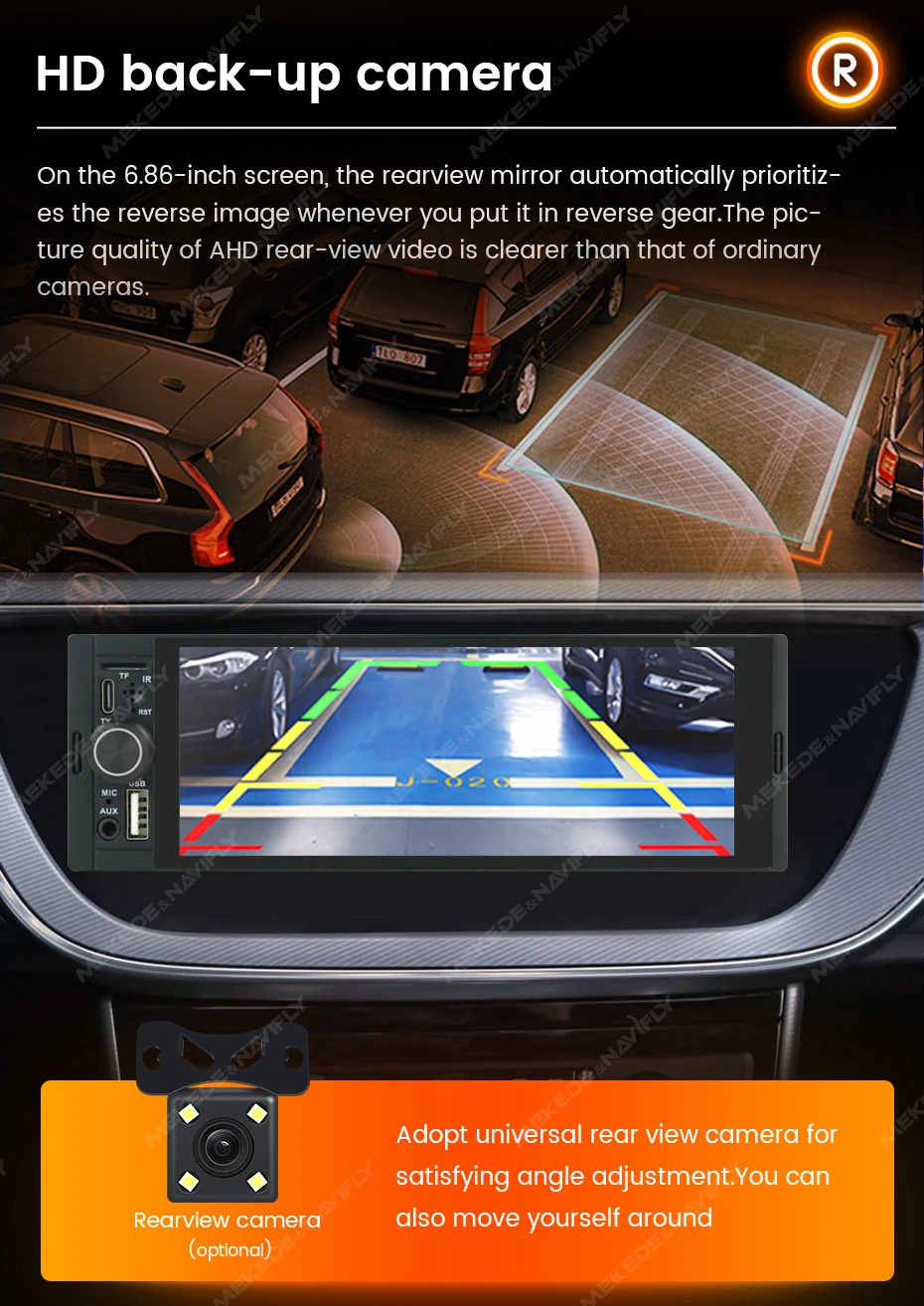 1Din Wireless CarPlay Android AUTO HD touch screen Universal 6,86'' Auto Radio FM Stereo MP5 multimedia-player BT TF port Kamera All-in-One Maschine Elektrogeräte für Kraftfahrzeuge