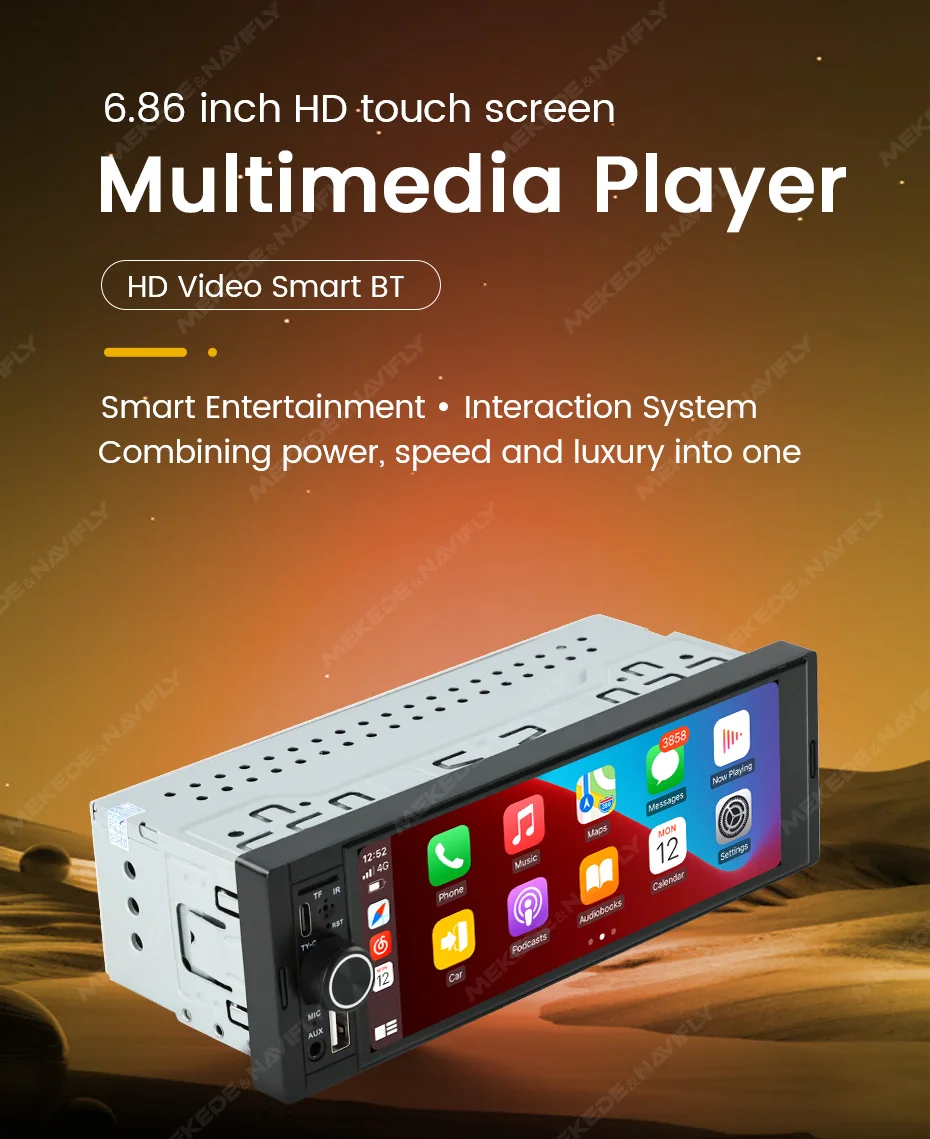 1Din Wireless CarPlay Android AUTO HD touch screen Universal 6,86'' Auto Radio FM Stereo MP5 multimedia-player BT TF port Kamera All-in-One Maschine Elektrogeräte für Kraftfahrzeuge
