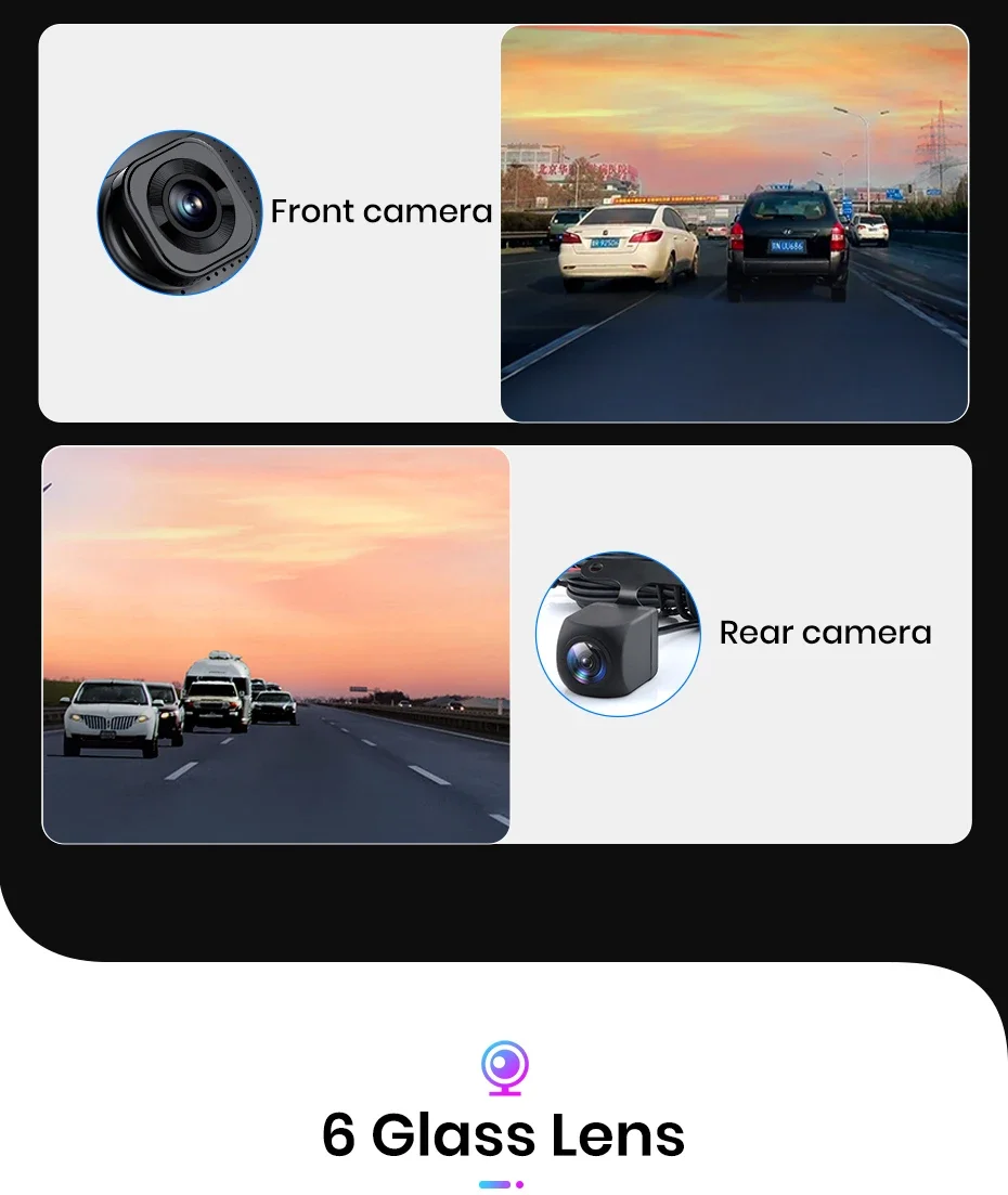AWESAFE Dash Cam Rückfahrkamera Wifi Carplay & Android Auto 4K DVR GPS Navigation Video Recorder Dashboard Dual Len 24H Park