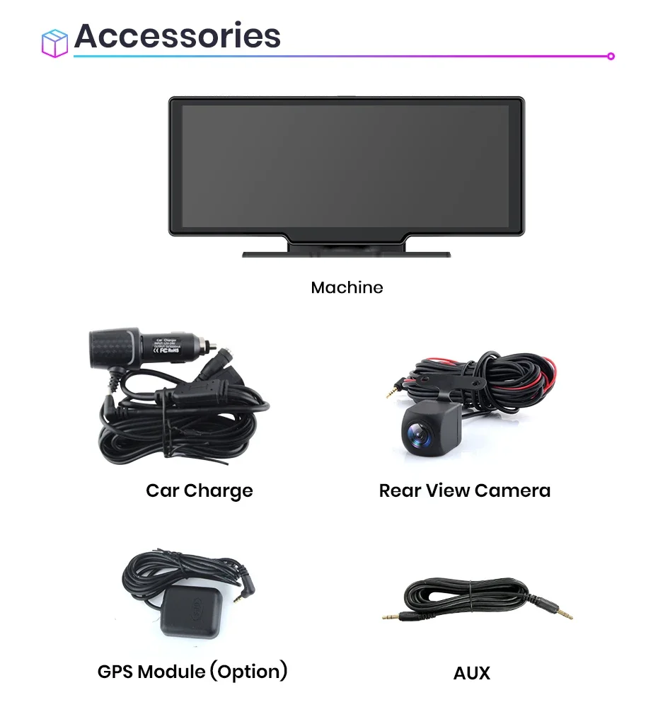 AWESAFE Dash Cam Rückfahrkamera Wifi Carplay & Android Auto 4K DVR GPS Navigation Video Recorder Dashboard Dual Len 24H Park