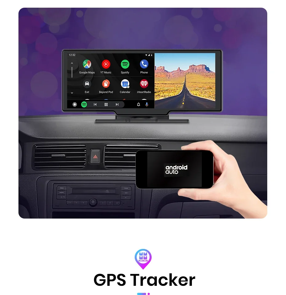 AWESAFE Dash Cam Rückfahrkamera Wifi Carplay & Android Auto 4K DVR GPS Navigation Video Recorder Dashboard Dual Len 24H Park