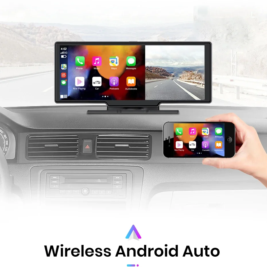 AWESAFE Dash Cam Rückfahrkamera Wifi Carplay & Android Auto 4K DVR GPS Navigation Video Recorder Dashboard Dual Len 24H Park