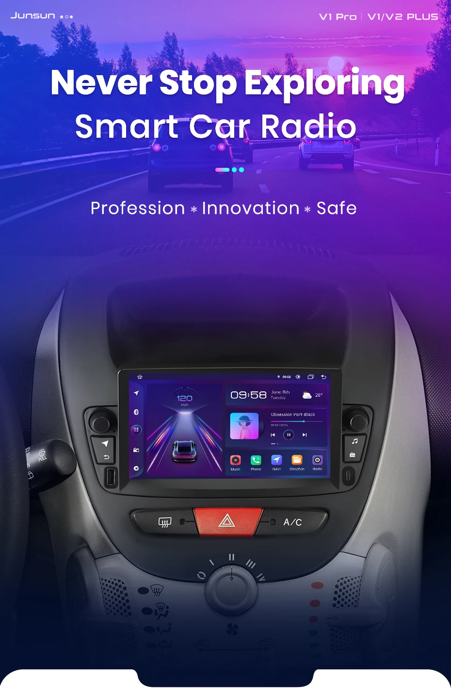 AWESAFE Kabelloses CarPlay Android Auto Autoradio für Peugeot 107 Toyota Aygo Citroen C1 2005-2014 Autoradio Stereo GPS