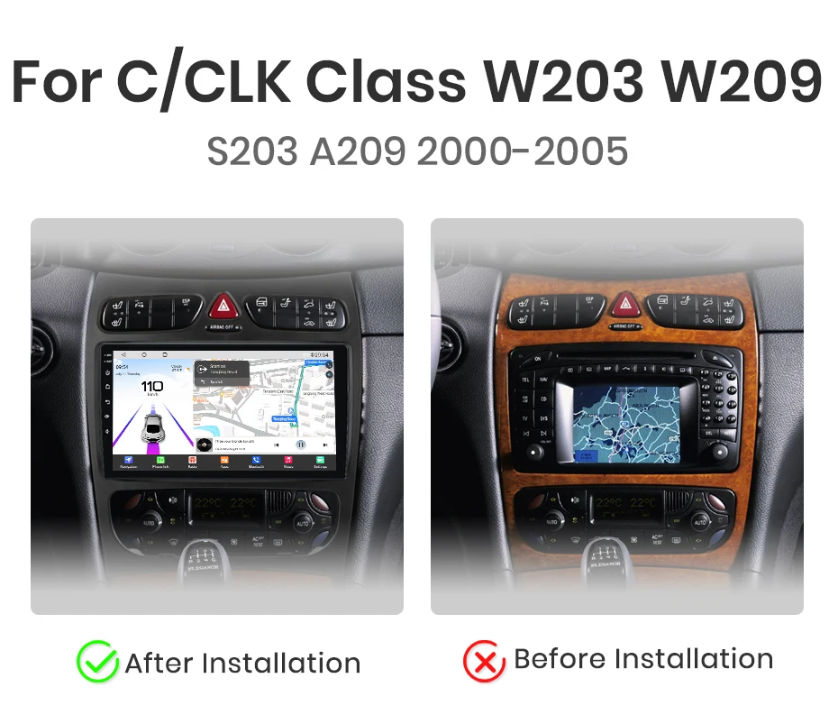 Awesafe qualcomm chip 8 core 4g android13 drahtloses carplay für mercedes benz clk-klasse w209 a209 c-klasse w203 s203 stereo
