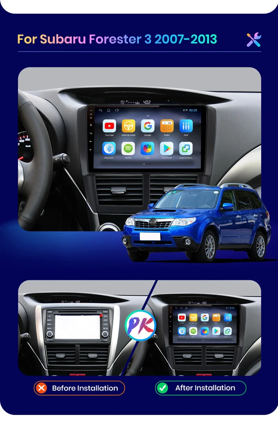 Awesafe Wireless Carplay Android Auto Autoradio für Subaru Förster 3 sh 2007 2008 2009 2010 2011 2011 2012 2013 für Impreza gh