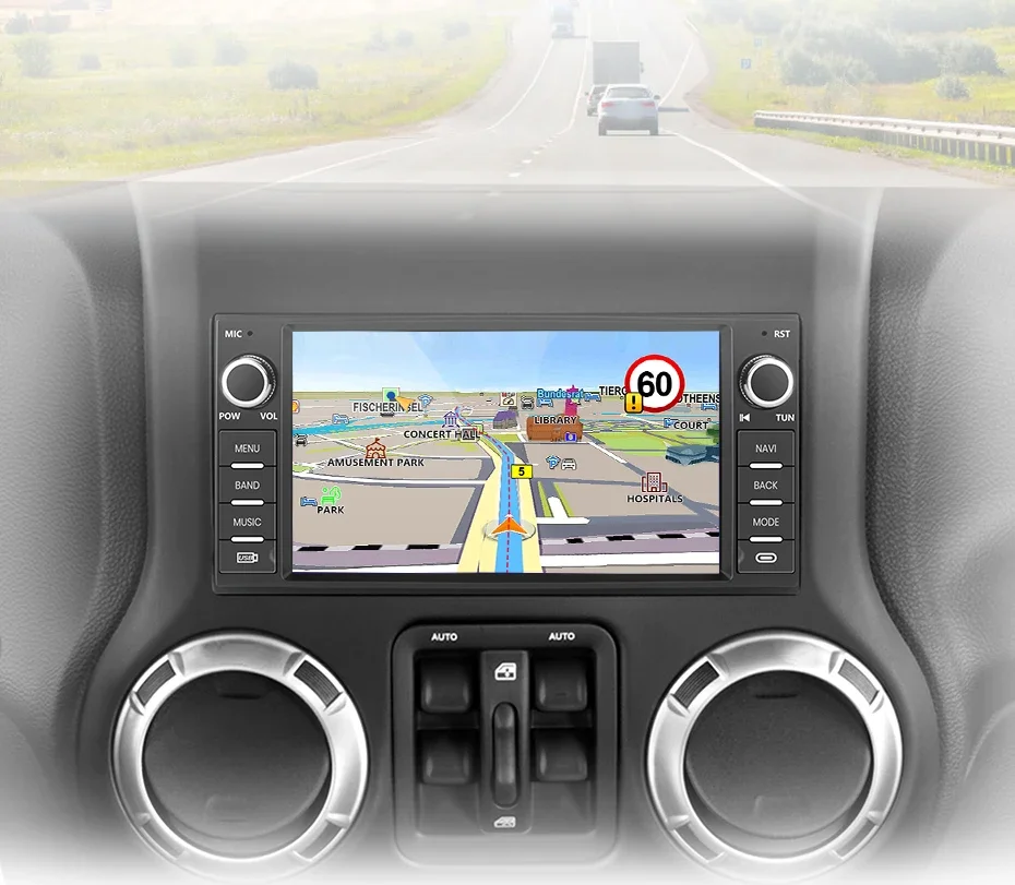 Awesafe 7-Zoll-Autoradio für für Jeep Wrangler Dodge Grand Cherokee Chrysler 300c Patriot Commander Kaliber Heraus forderer DVD