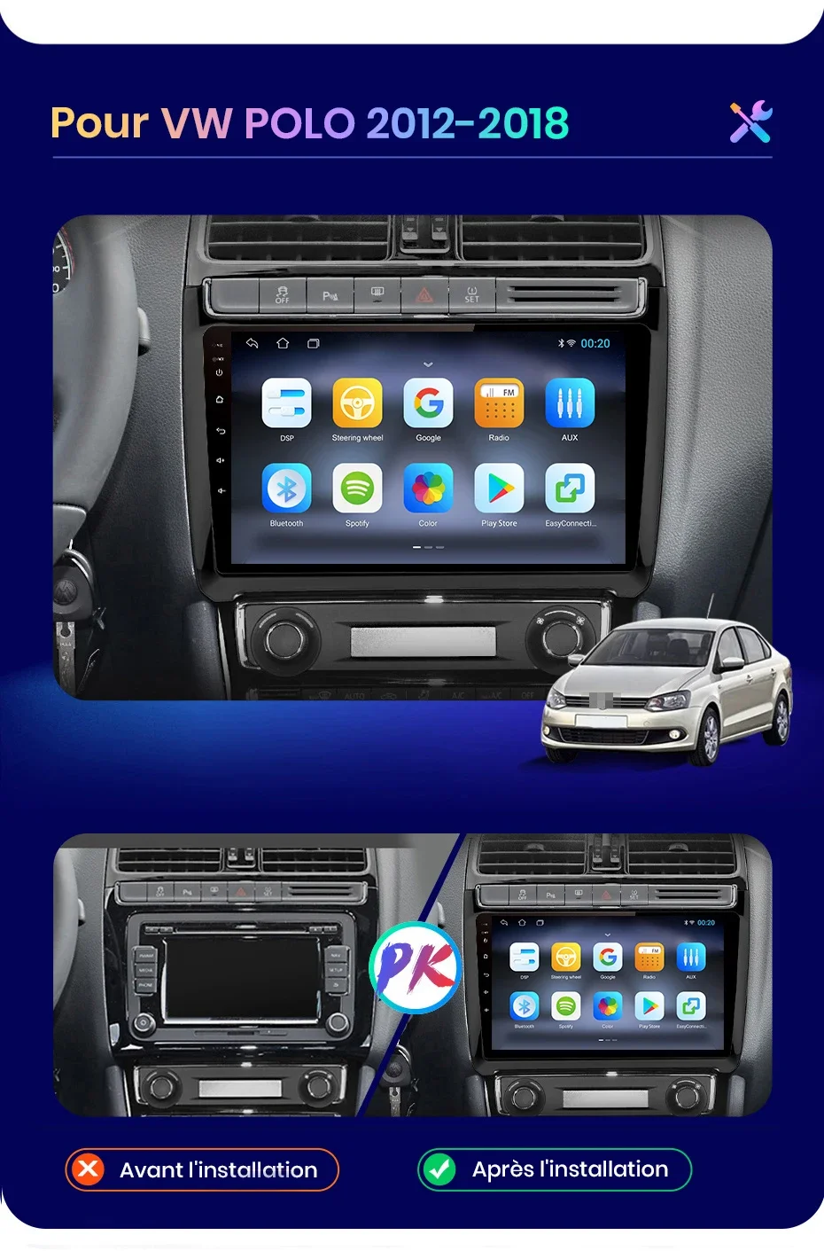 AWESAFE Drahtlose CarPlay Android Auto Autoradio Für Volkswagen VW POLO limousine 6r 2012 2013 2014 2015 2016 2017 2018 GPS RDS DSP