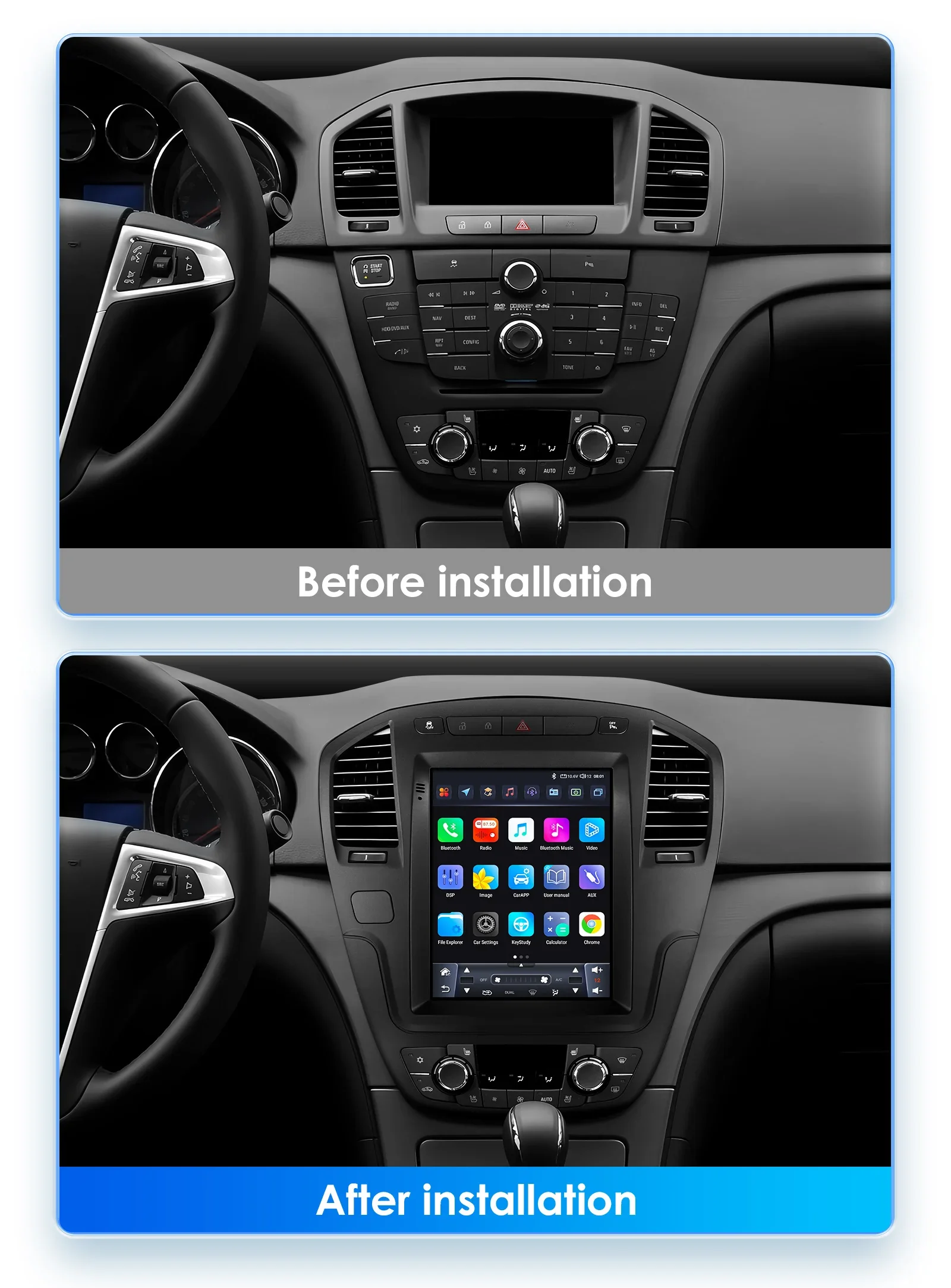 Android 14 Autoradio für Opel Insignia Buick Regal 2009–2013 für Tesla Style Stereo GPS Carplay Android Auto Multimedia Player