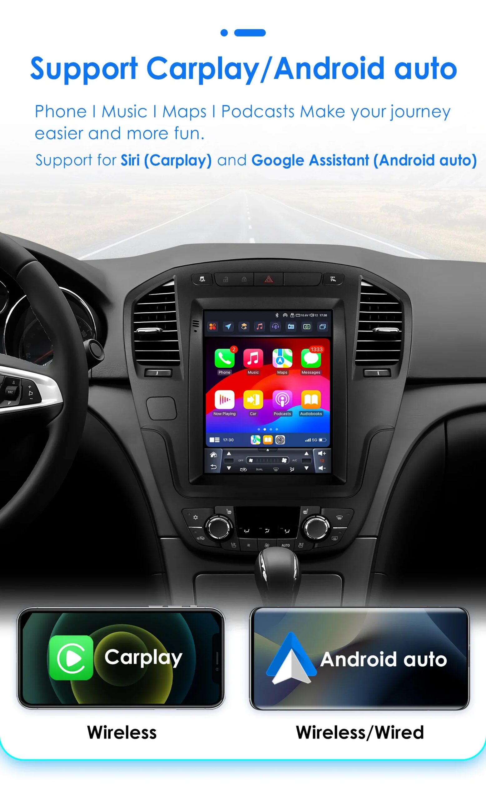 Android 14 Autoradio für Opel Insignia Buick Regal 2009–2013 für Tesla Style Stereo GPS Carplay Android Auto Multimedia Player