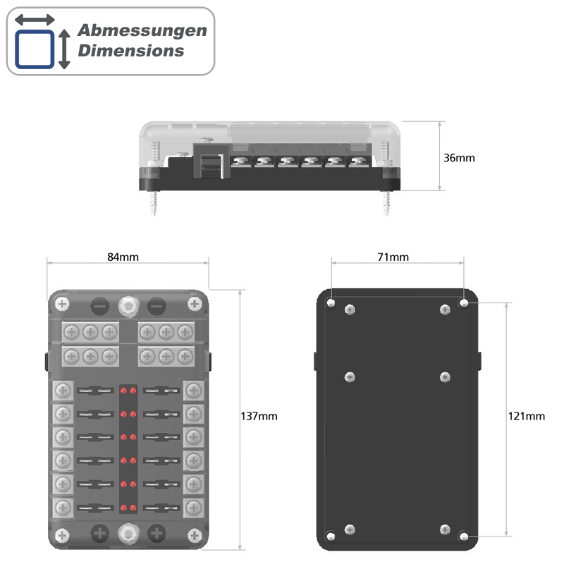 AMPIRE ATO-Sicherungsverteiler 12-fach (ohne Sicherungen) – Bild 4