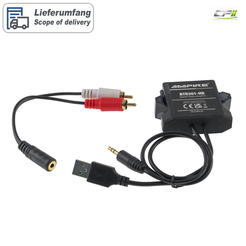 AMPIRE Bluetooth® Audio Empfänger mit 3.5mm Klinkenstecker, USB-A