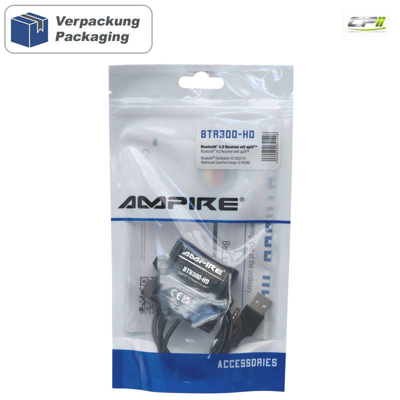 AMPIRE Bluetooth® Audio Empfänger mit 3.5mm Klinkenstecker, USB-A