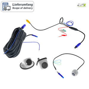 AMPIRE Multimount-Rückfahrkamera (AHD 1080P 25F/CVBS NTSC) 150°, 8m Kabel, weiß