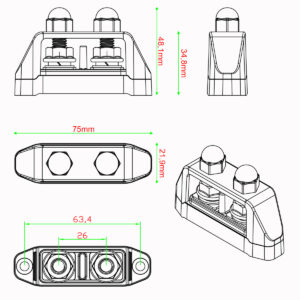 Alternative view of AMPIRE Stromverteiler mit 2x M8 Anschlüssen (getrennt)