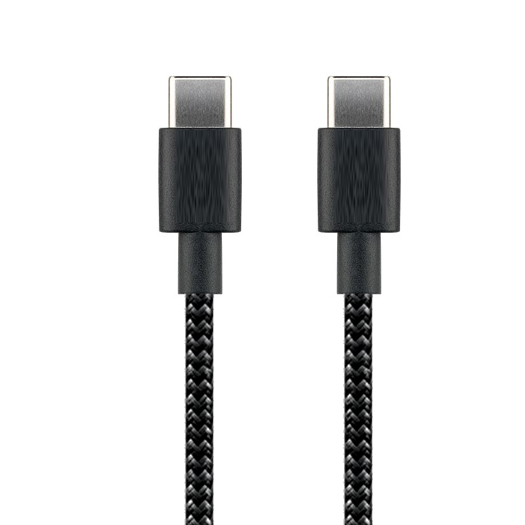 AMPIRE USB-C Kabel auf USB-C Stecker, beleuchtet, Textilmantel schwarz, 0.5m